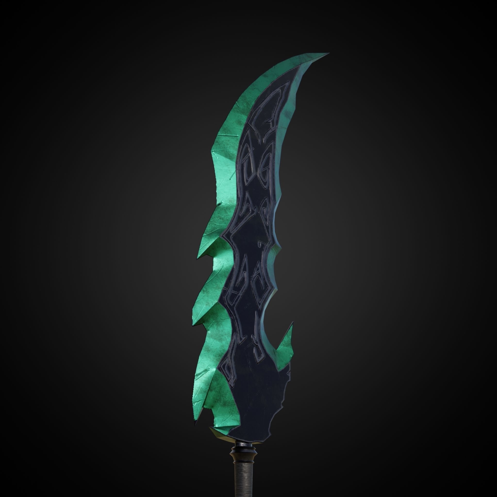 Wounded Sword Emerald Green Low-poly 3D model_5