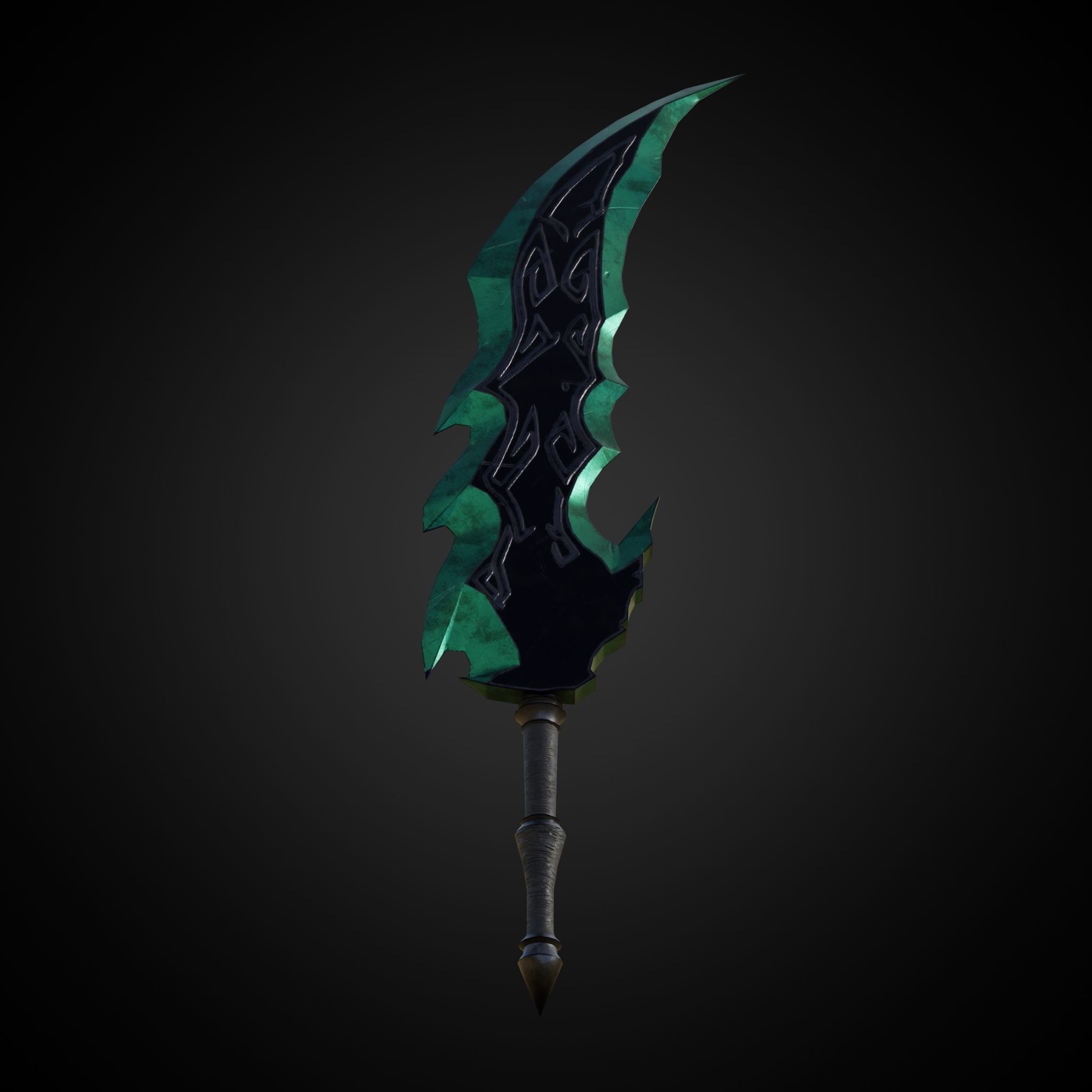 Wounded Sword Emerald Green Low-poly 3D model_3