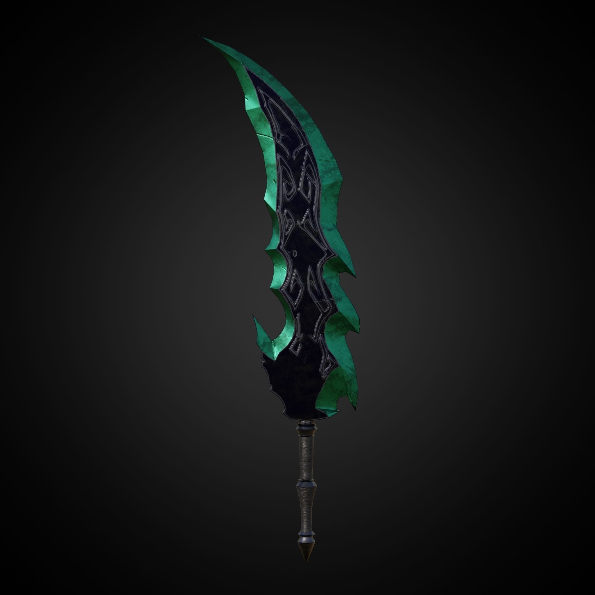 Wounded Sword Emerald Green Low-poly 3D model_4