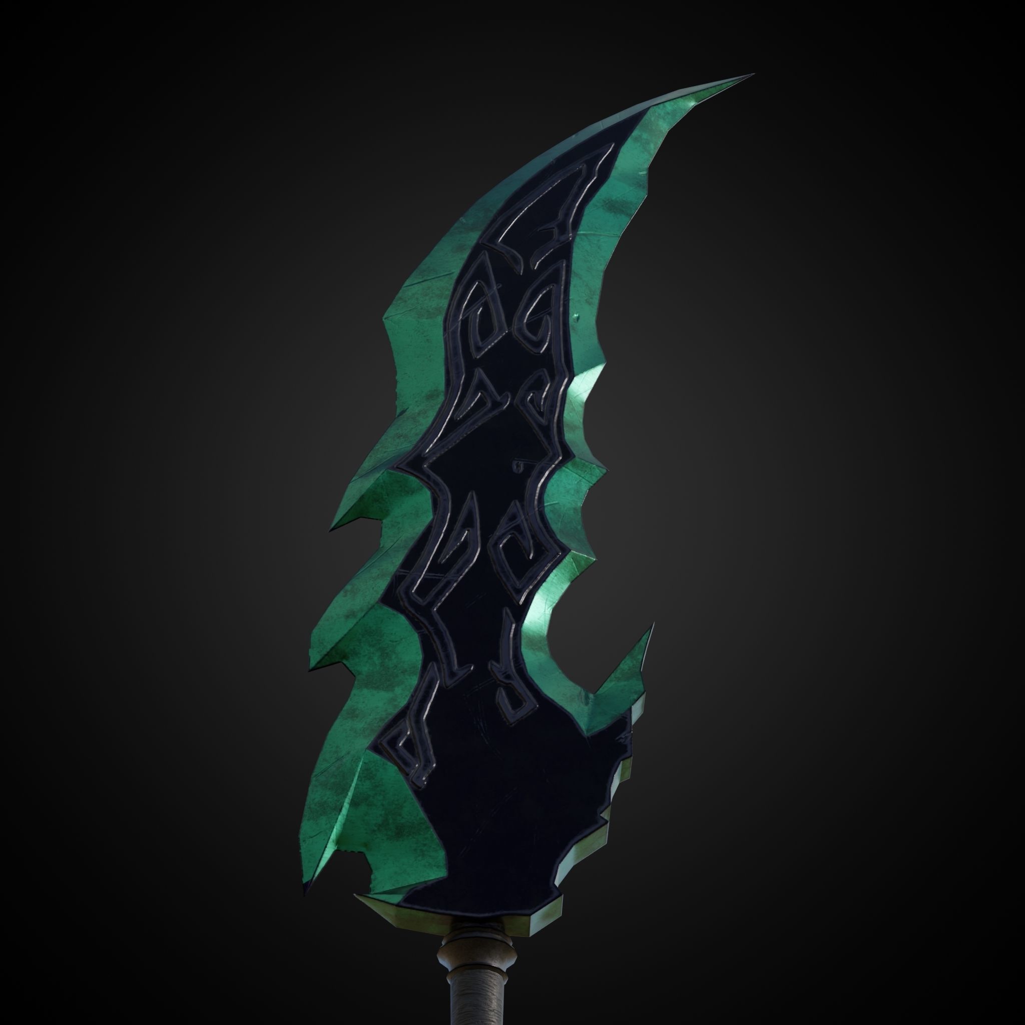 Wounded Sword Emerald Green Low-poly 3D model_9