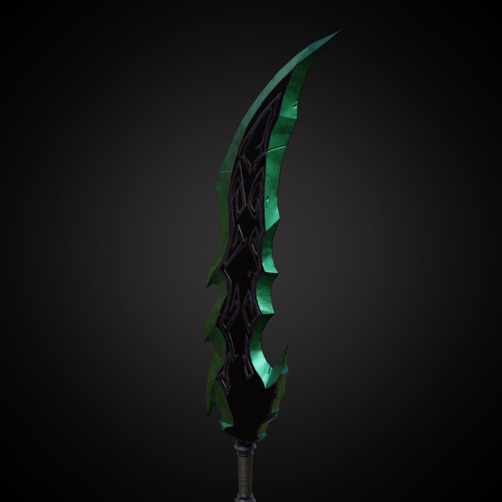 Wounded Sword Emerald Green Low-poly 3D model_7