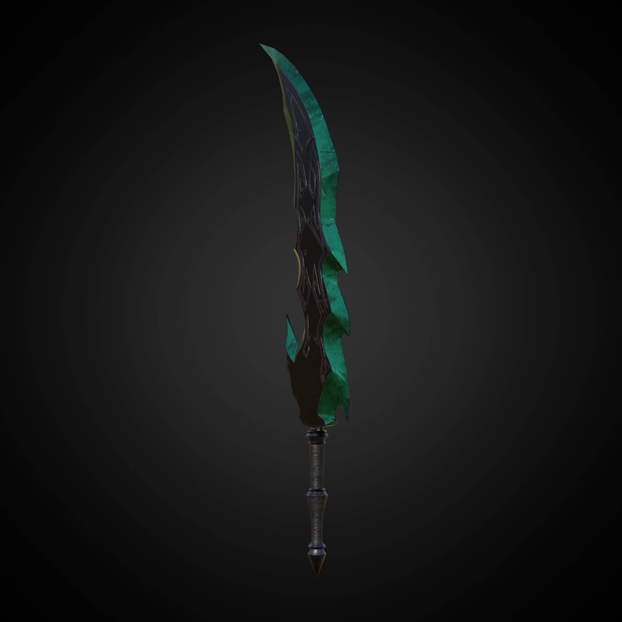 Wounded Sword Emerald Green Low-poly 3D model_2