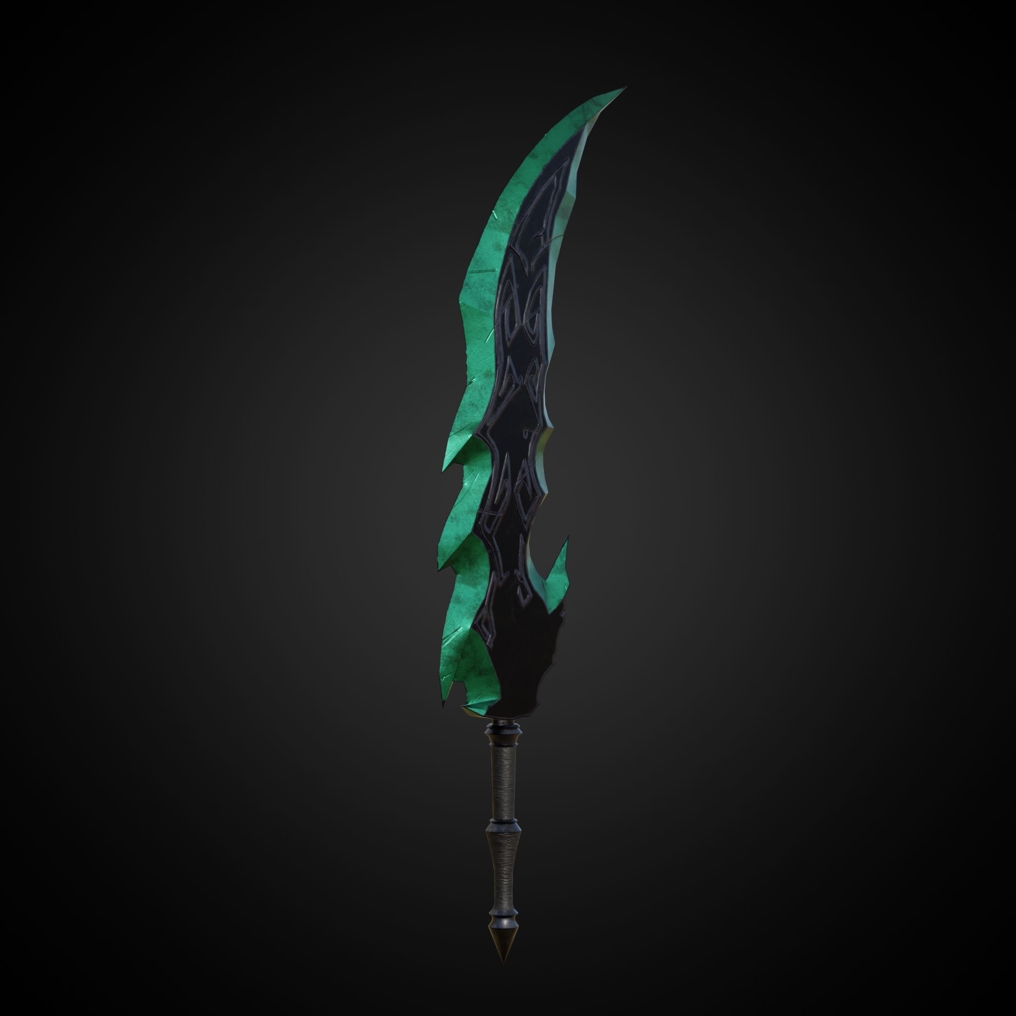 Wounded Sword Emerald Green Low-poly 3D model_1