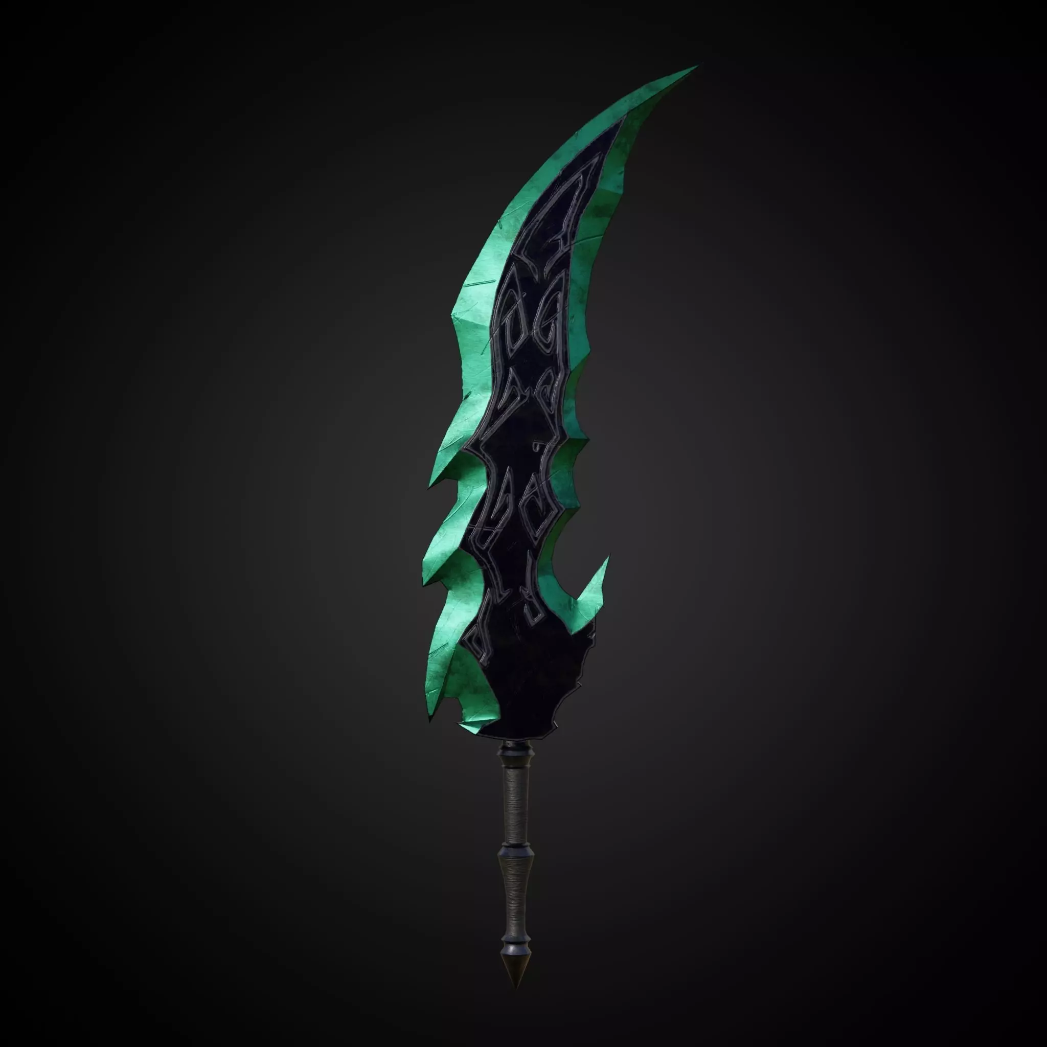 Wounded Sword Emerald Green Low-poly 3D model_0