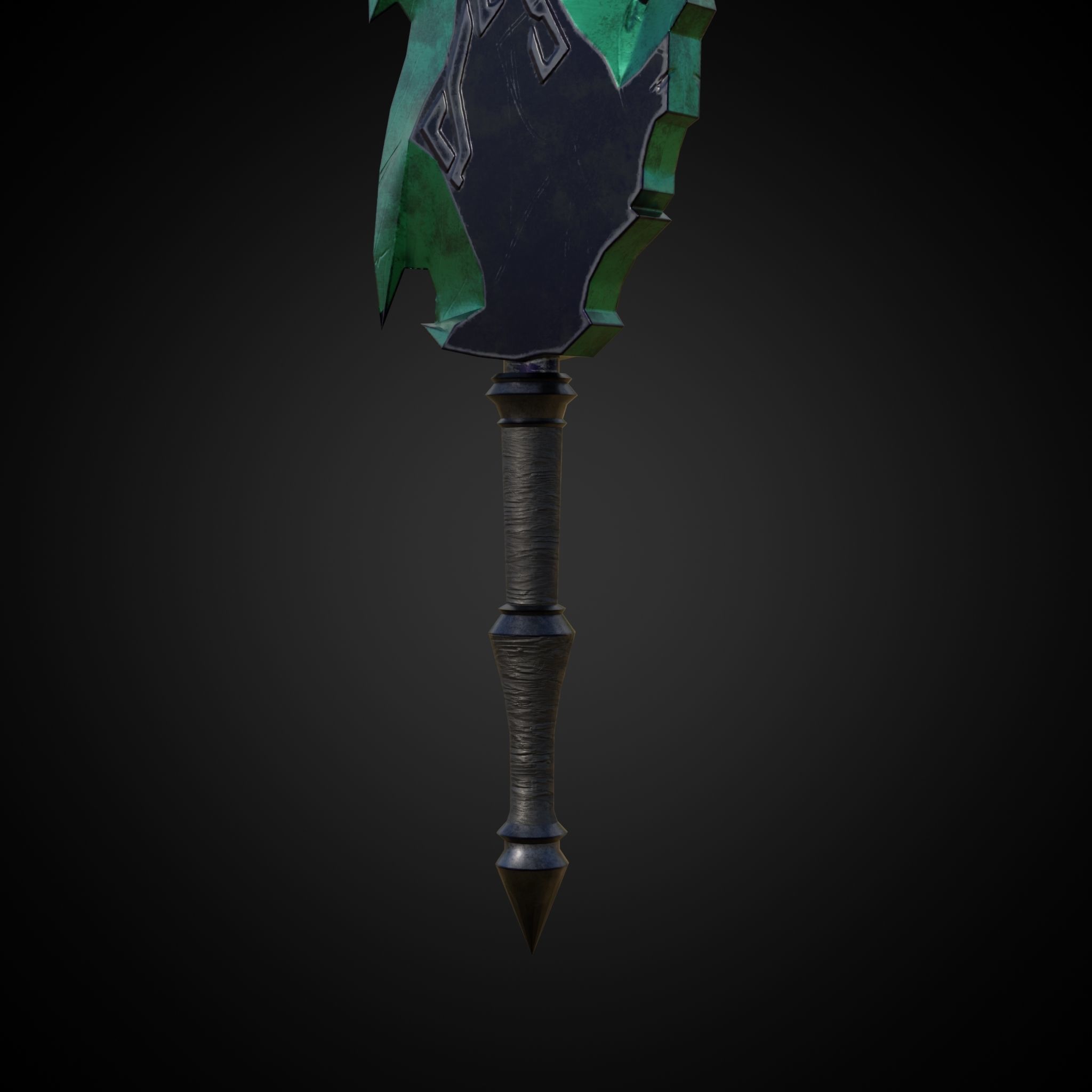 Wounded Sword Emerald Green Low-poly 3D model_8