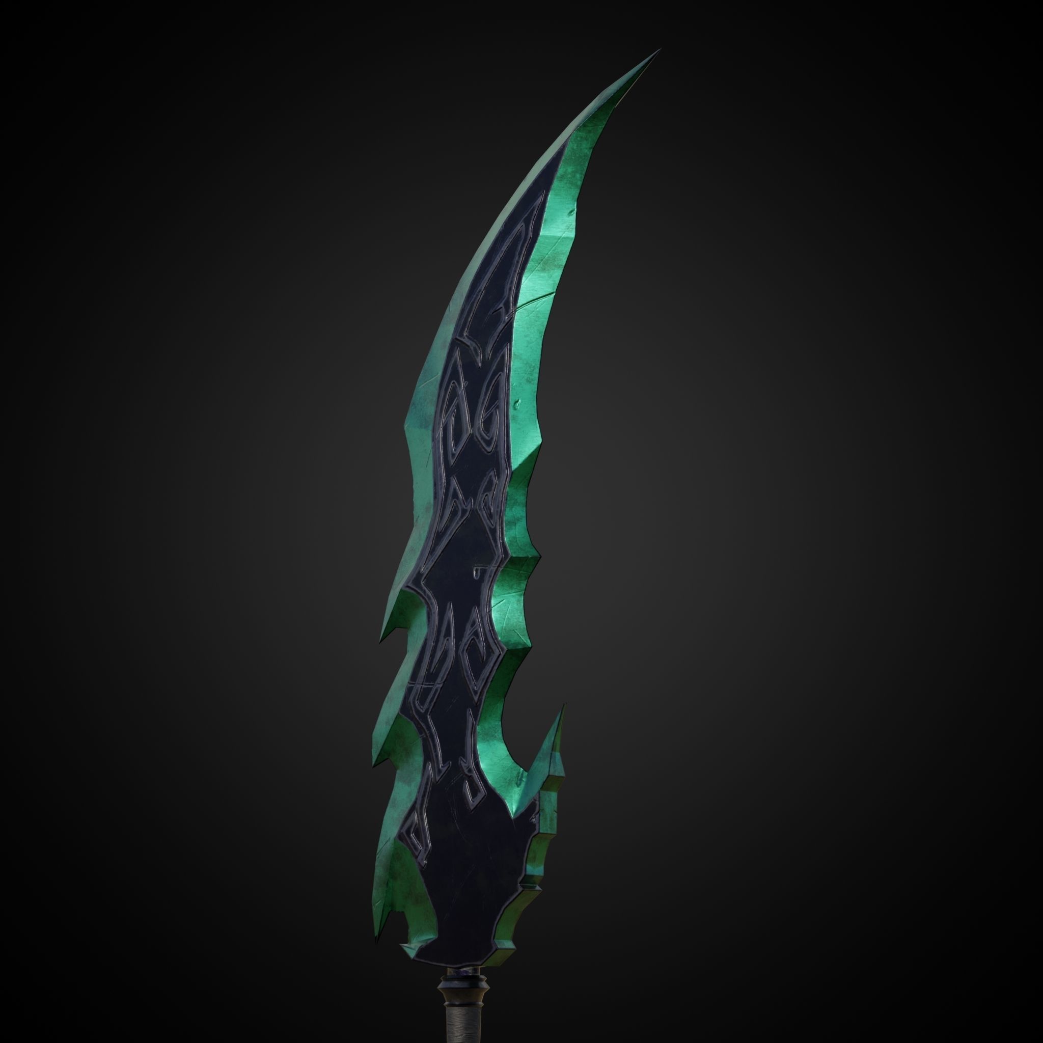 Wounded Sword Emerald Green Low-poly 3D model_6