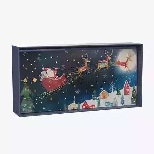Christmas Boxed Card Set Santa Reindeer In Night Sky