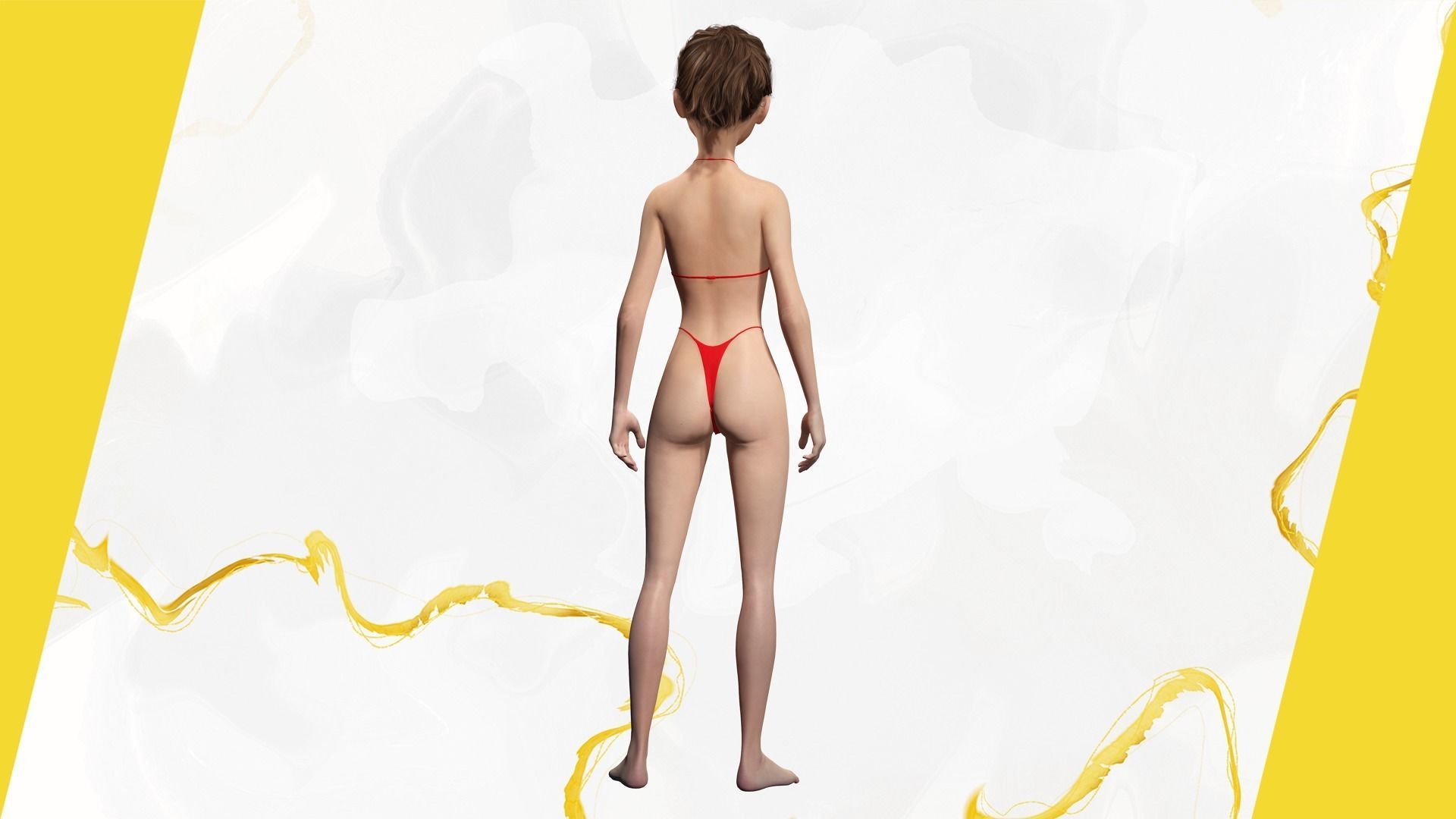 Stylized Cute woman Low-poly 3D model_5