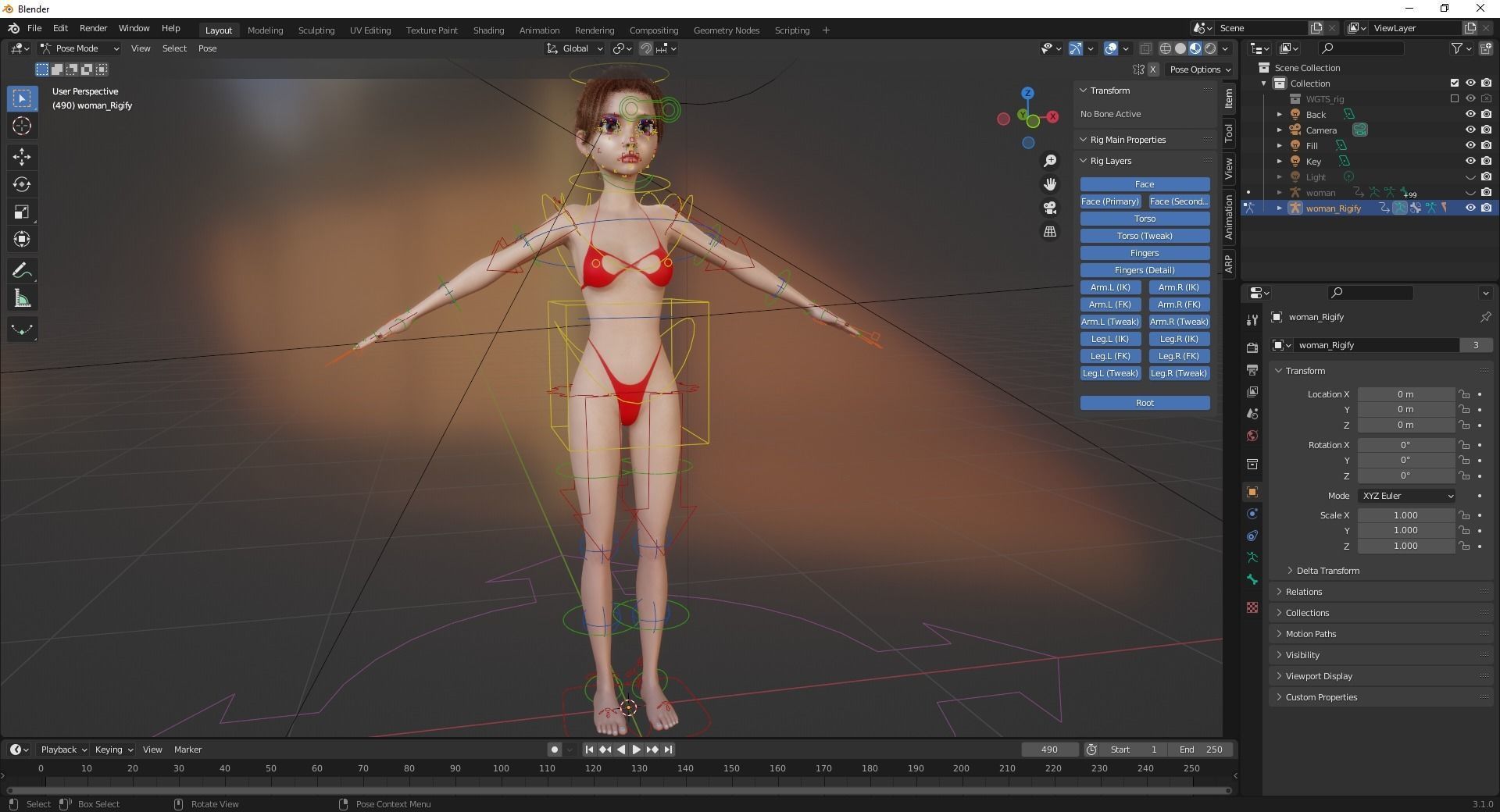 Stylized Cute woman Low-poly 3D model_19