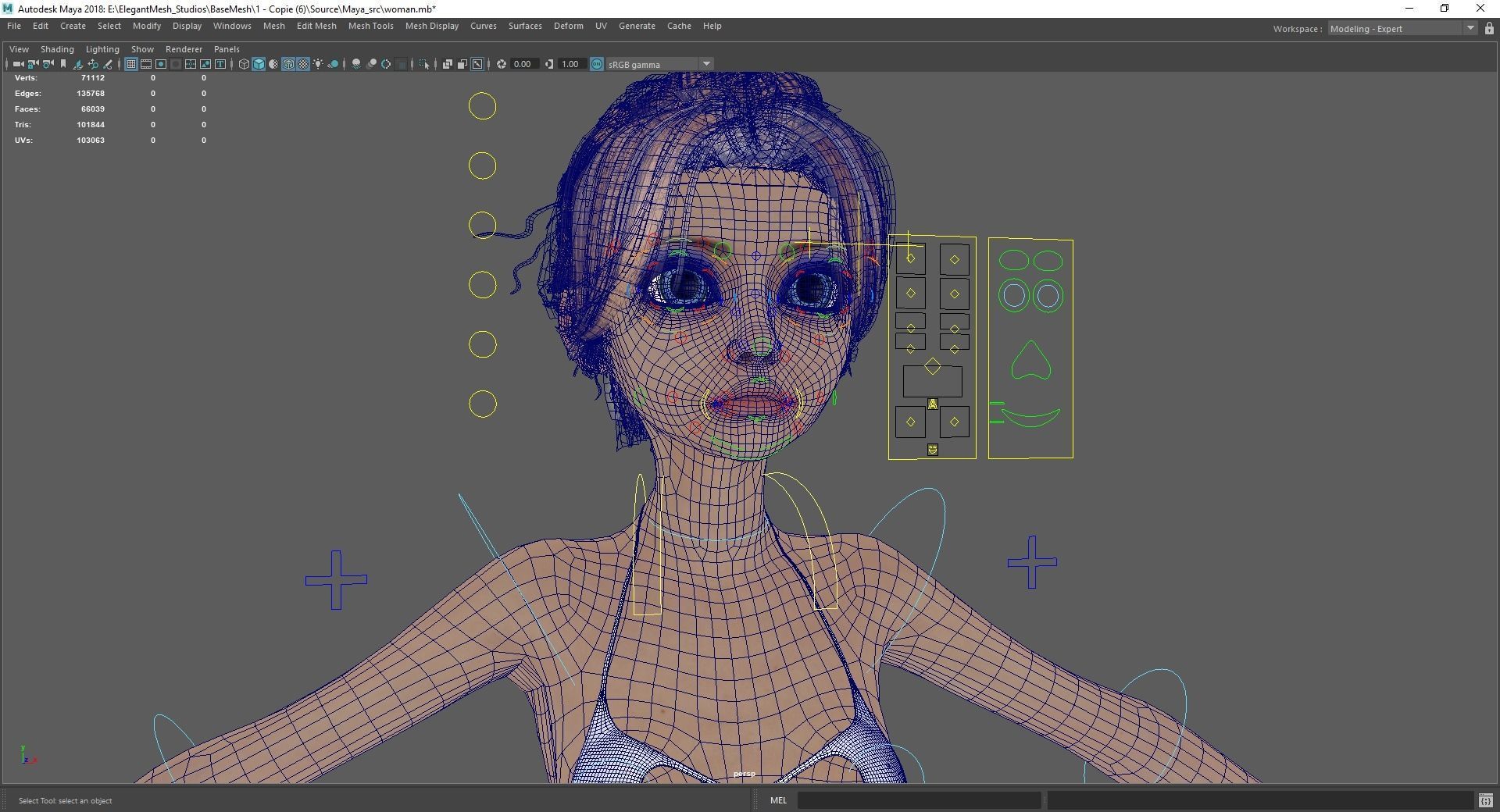 Stylized Cute woman Low-poly 3D model_23