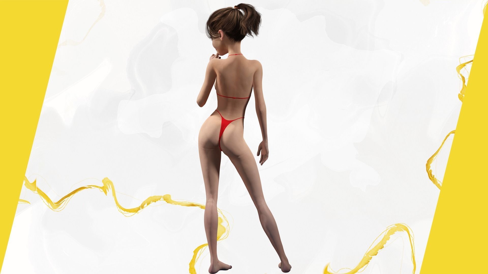 Stylized Cute woman Low-poly 3D model_8
