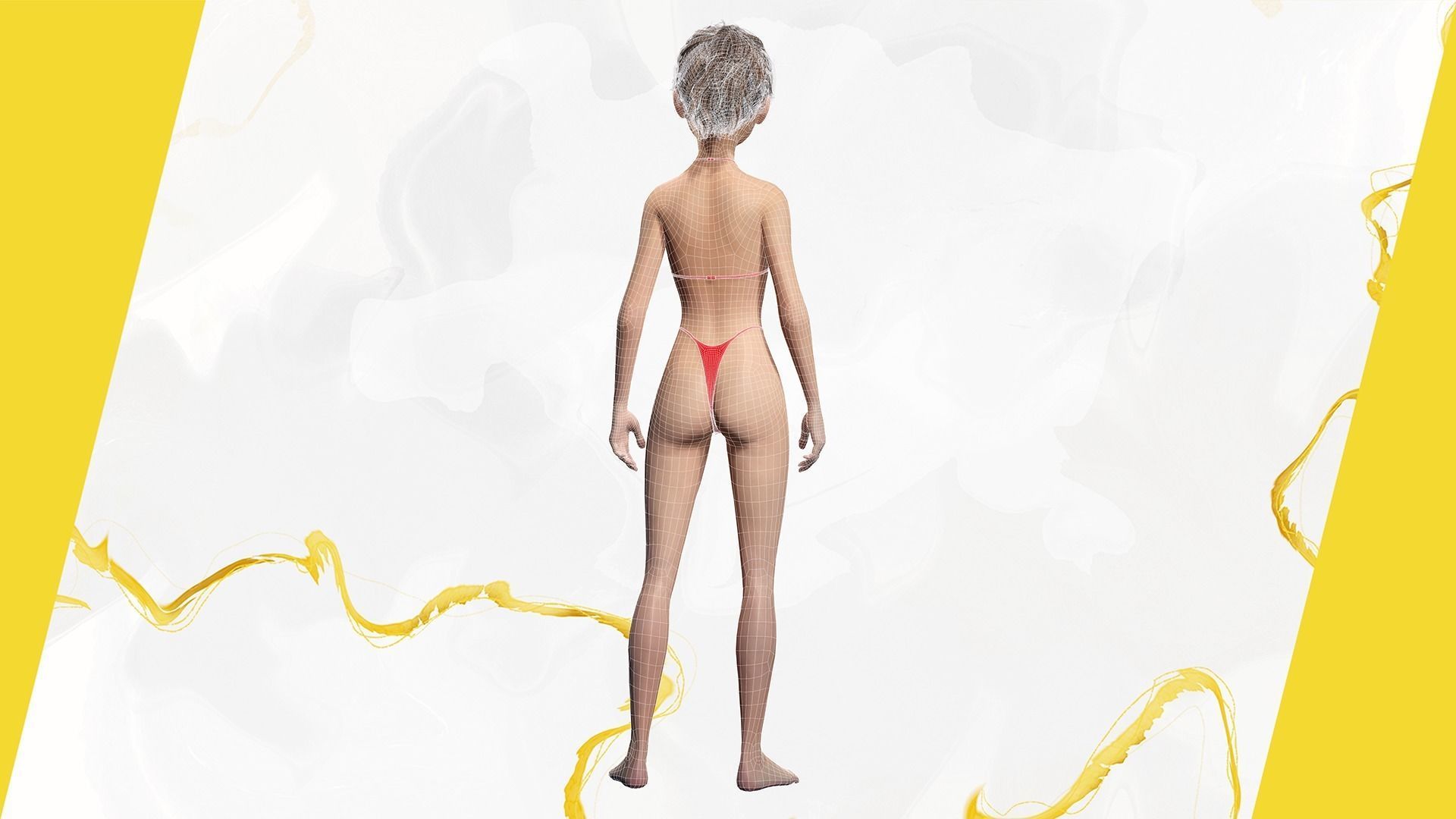 Stylized Cute woman Low-poly 3D model_37