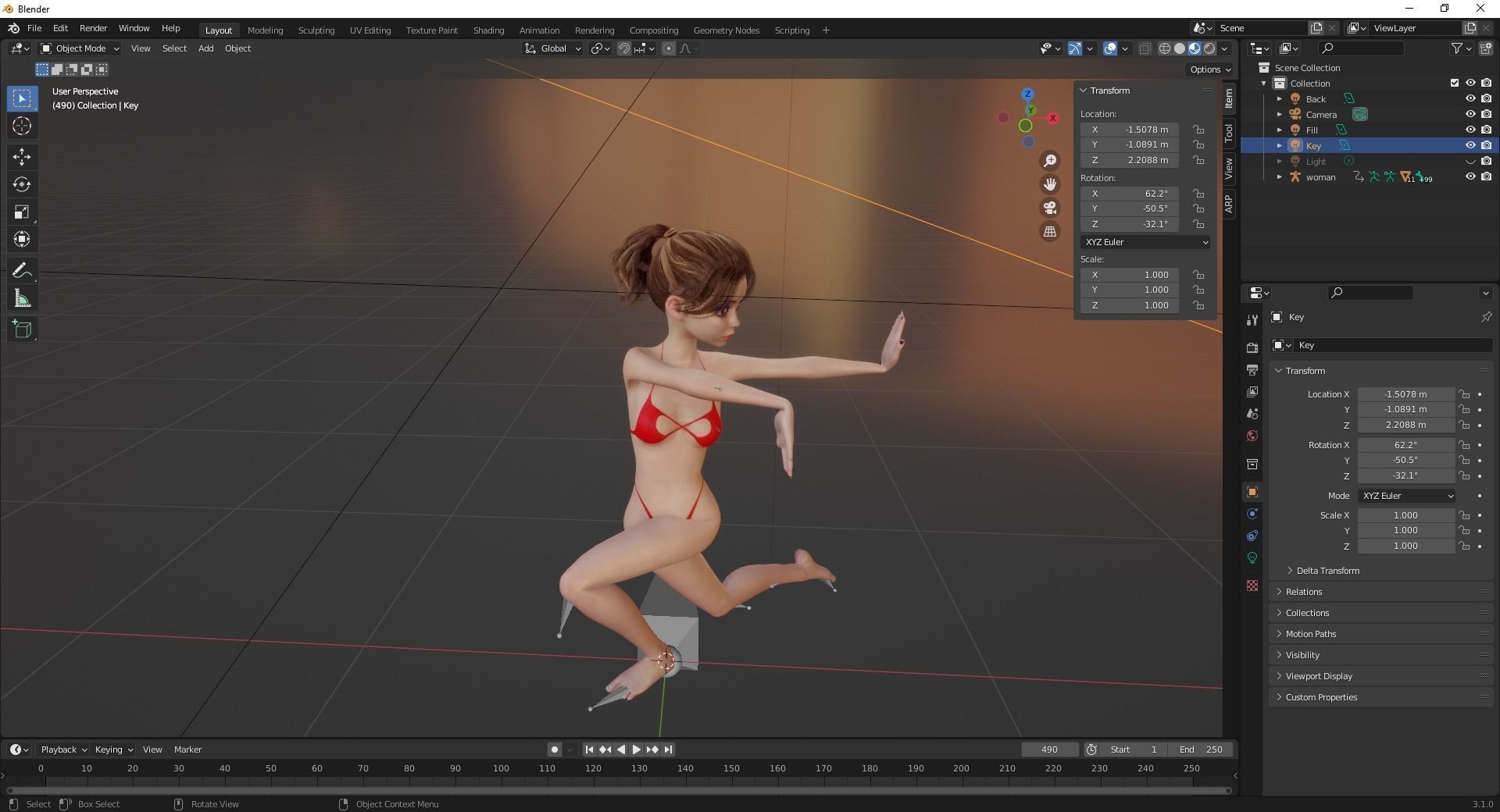 Stylized Cute woman Low-poly 3D model_20