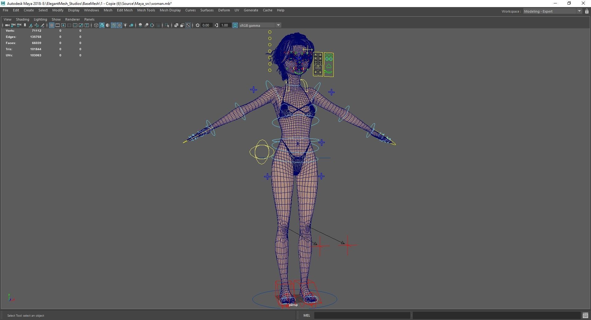 Stylized Cute woman Low-poly 3D model_24