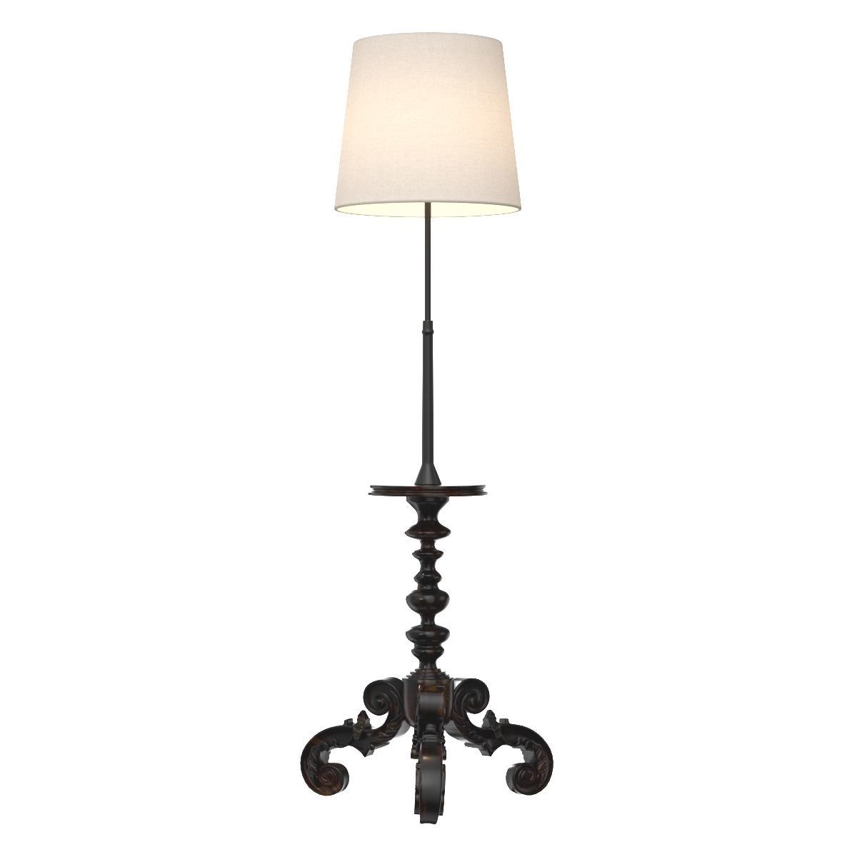 Carved Tripod Round Marble-Top Floor Lamp 3D model_5