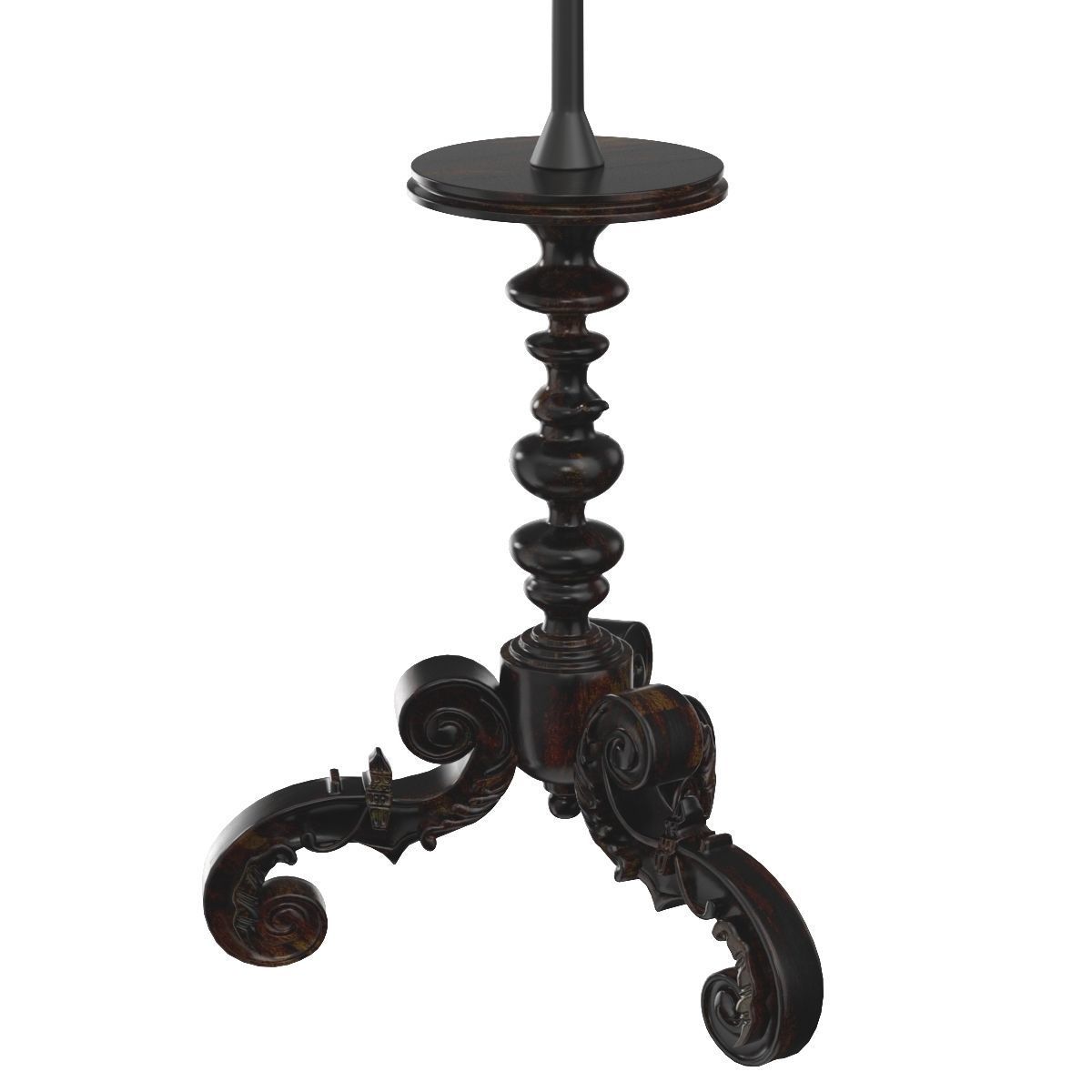 Carved Tripod Round Marble-Top Floor Lamp 3D model_4