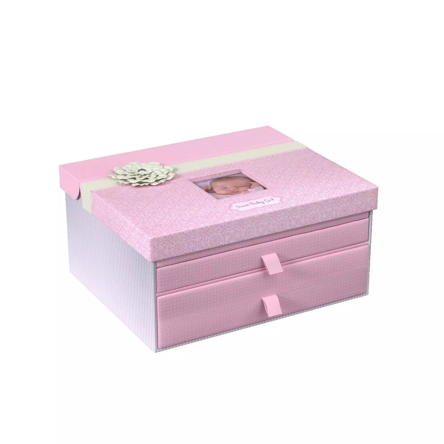C R Gibson Pink Baby Girl Large Keepsake Box 3D model_0