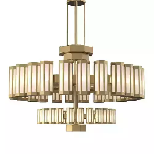 Bronze and Glass Modern Chandelier