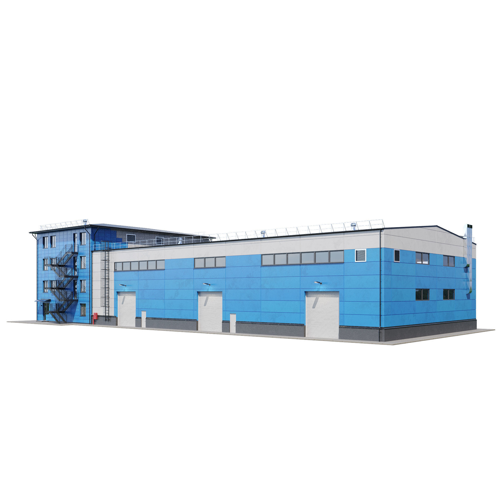 Factory building V2 3D model_1