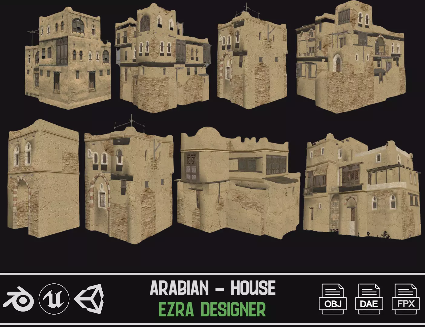 Arabian - House Collection Low-poly 3D model_0