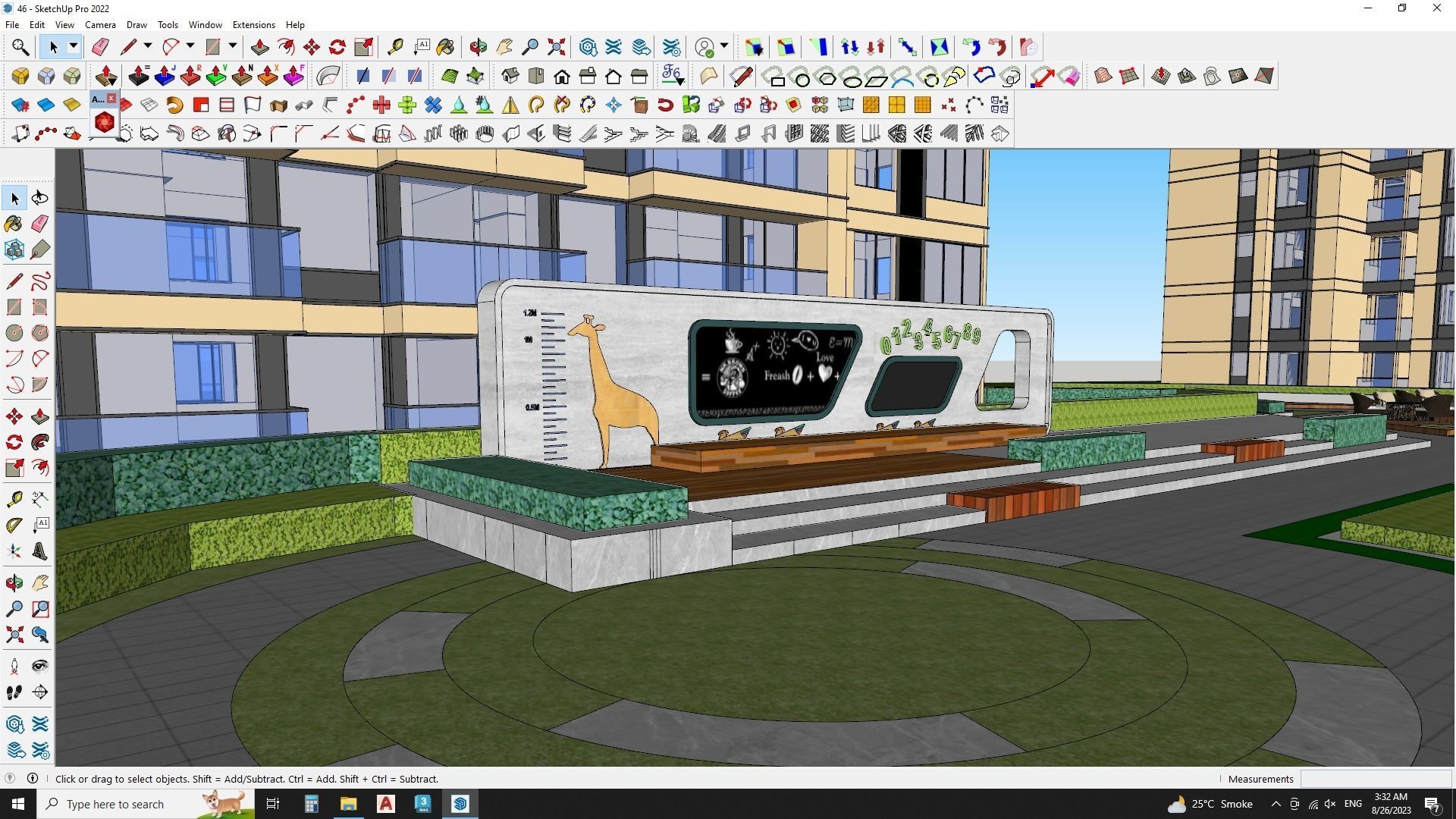 Residential and Commercial building 3d model with park 3D model_7