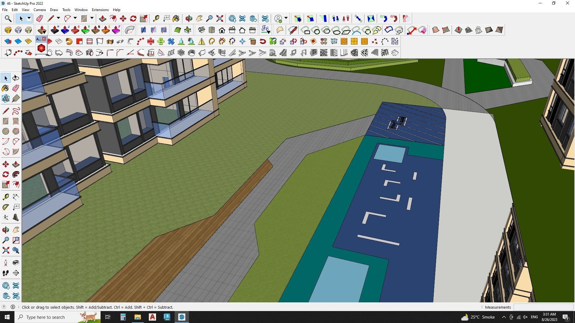 Residential and Commercial building 3d model with park 3D model_4