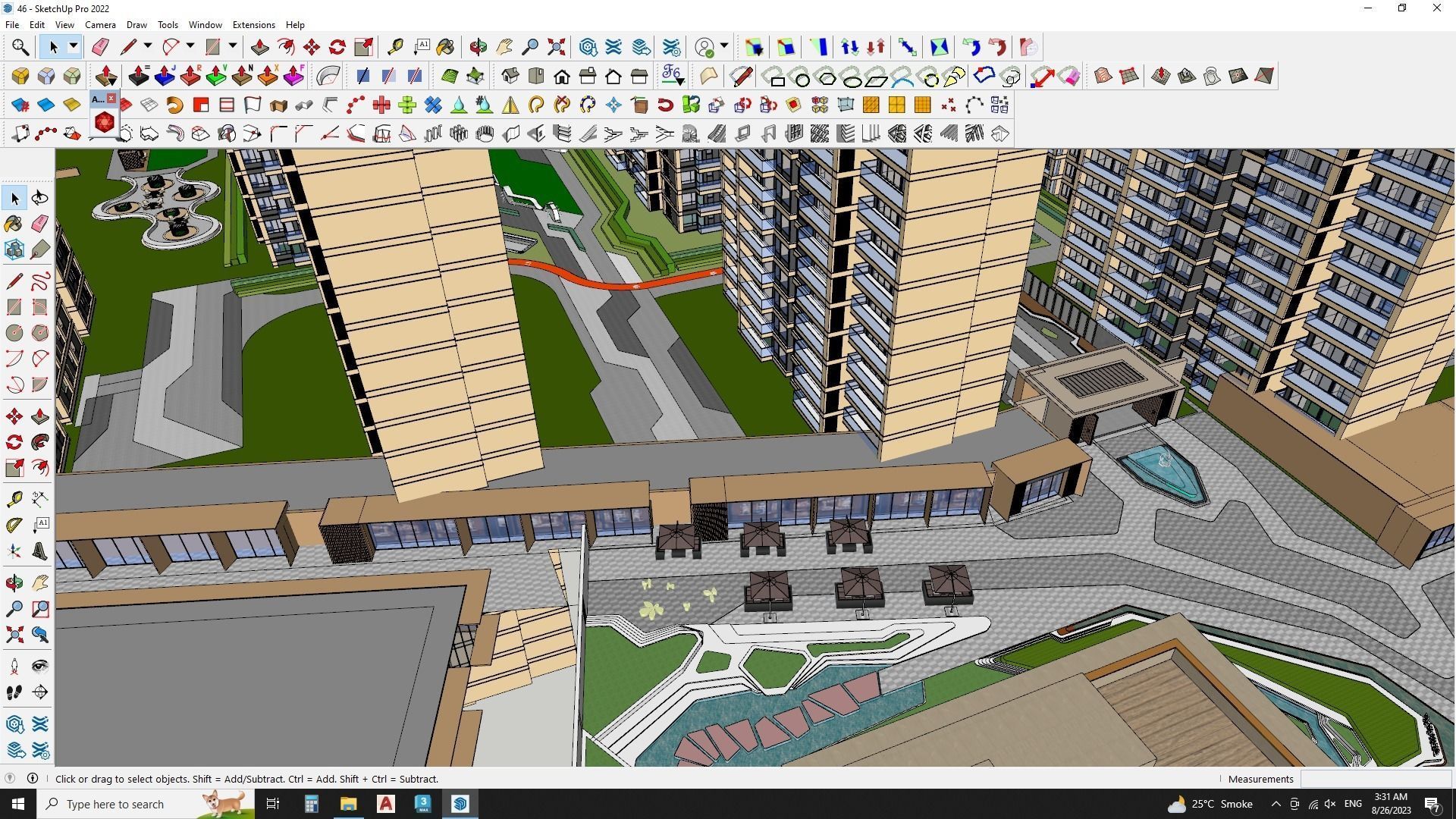 Residential and Commercial building 3d model with park 3D model_2