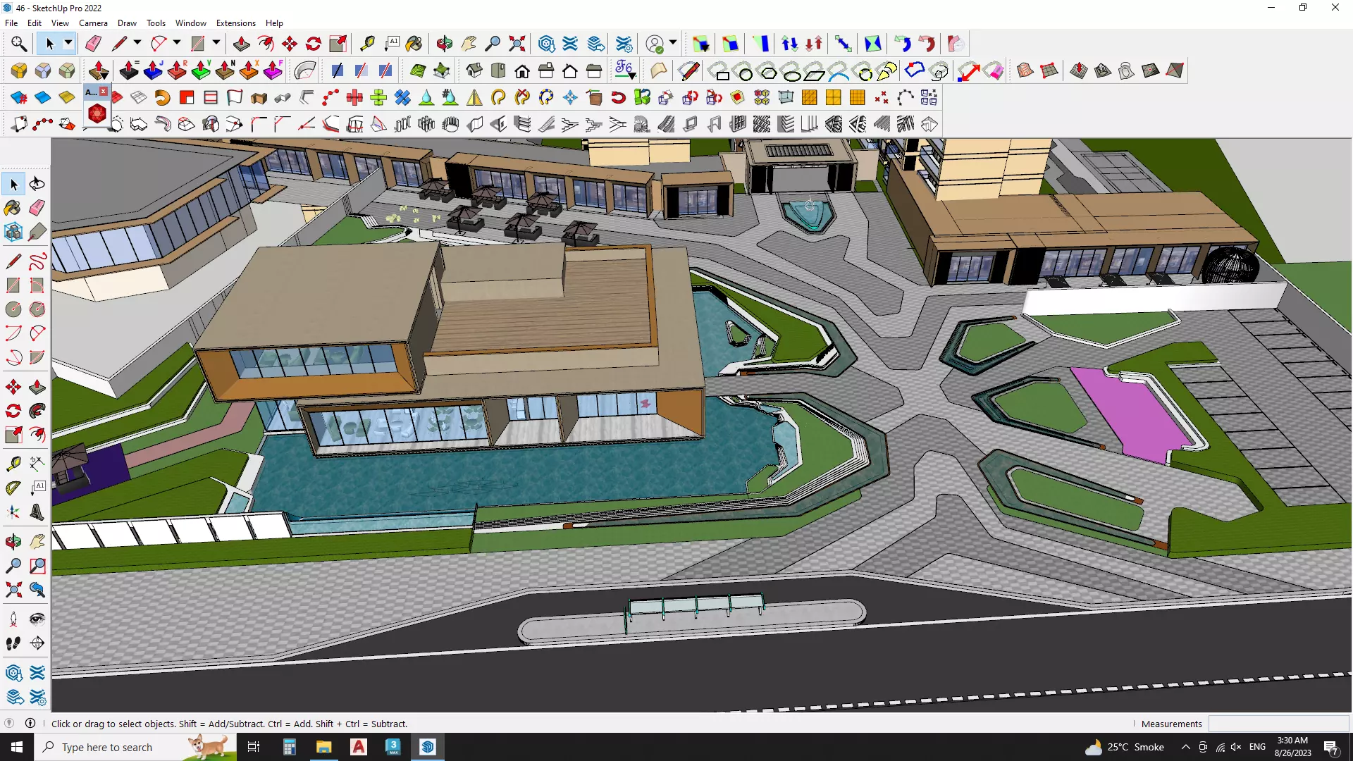 Residential and Commercial building 3d model with park 3D model_0