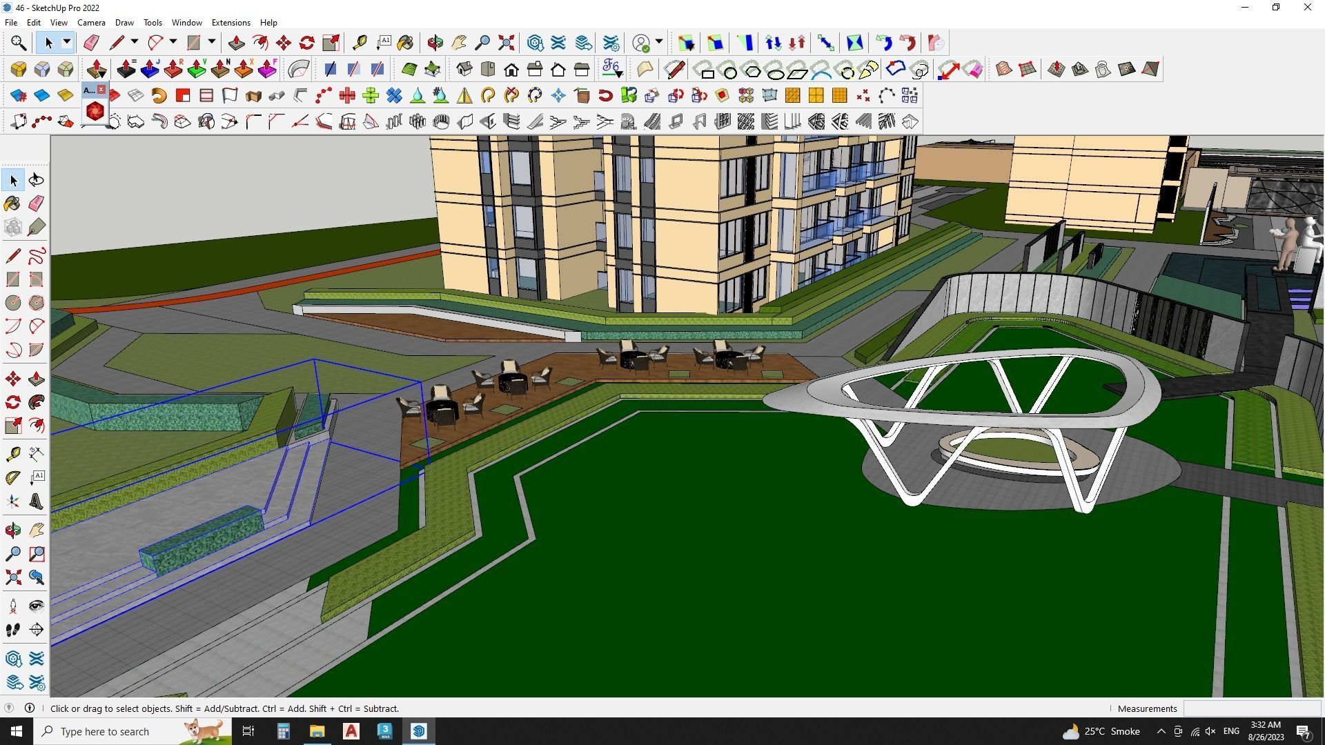 Residential and Commercial building 3d model with park 3D model_8