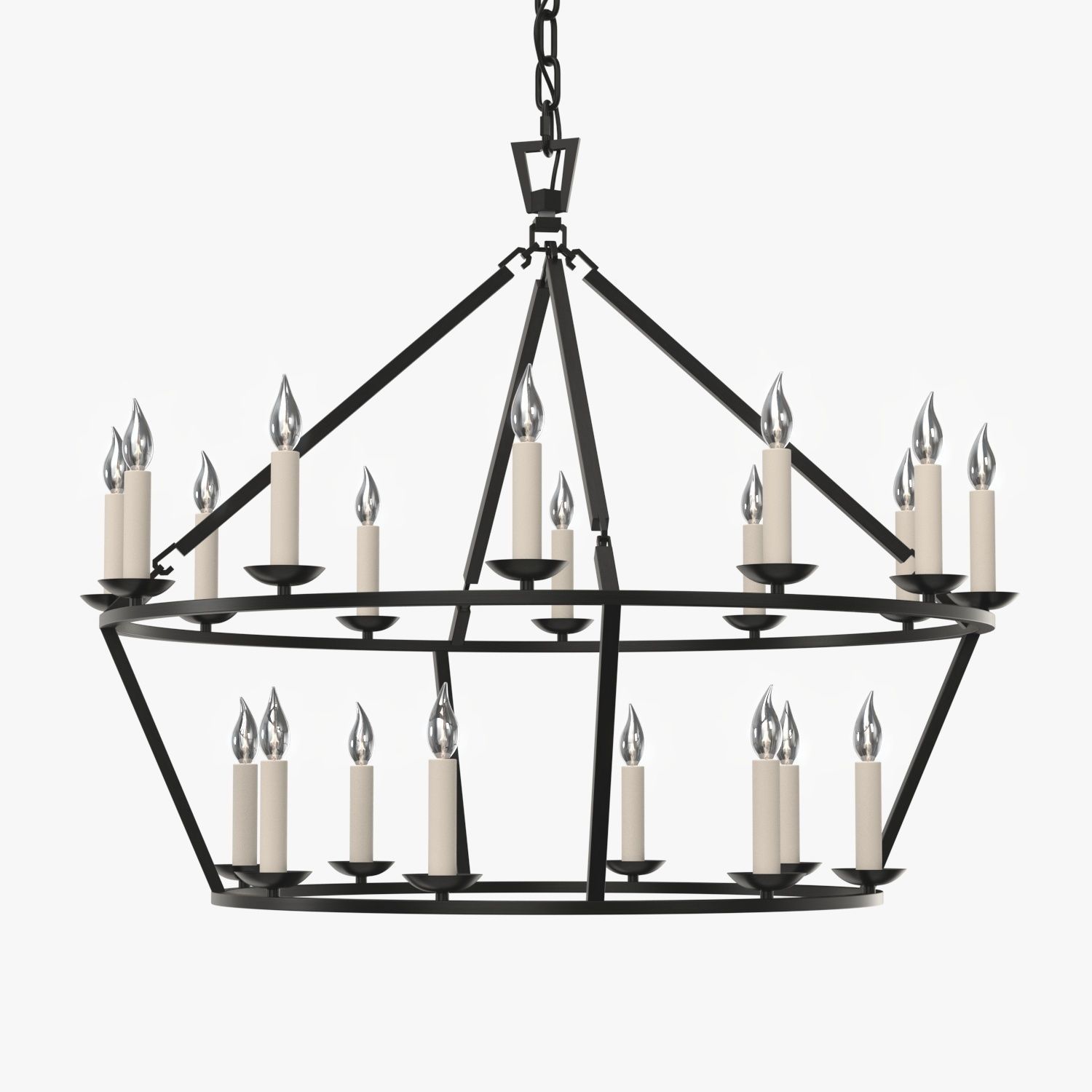 19th C English Openwork Two Tier Round Chandelier 40in 3D model_3