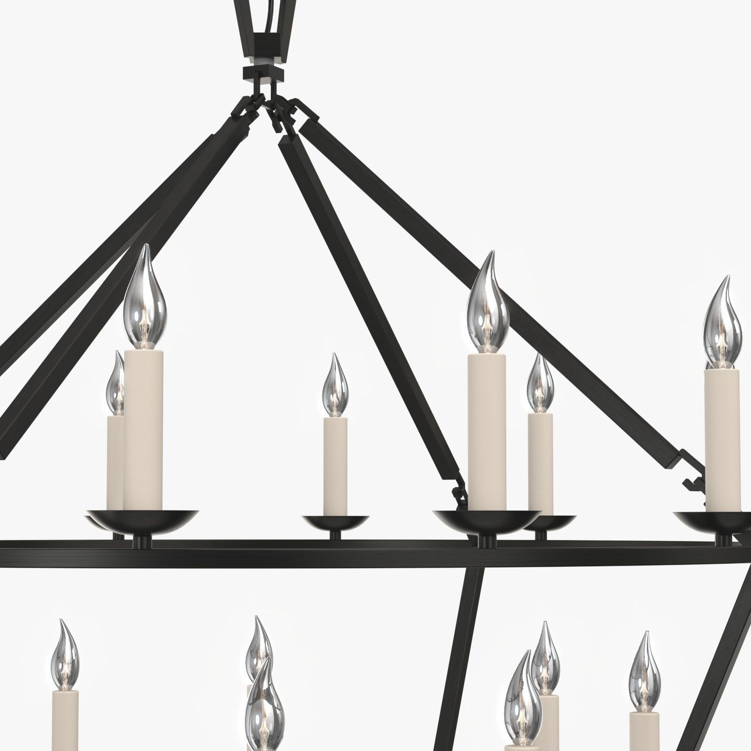 19th C English Openwork Two Tier Round Chandelier 40in 3D model_4