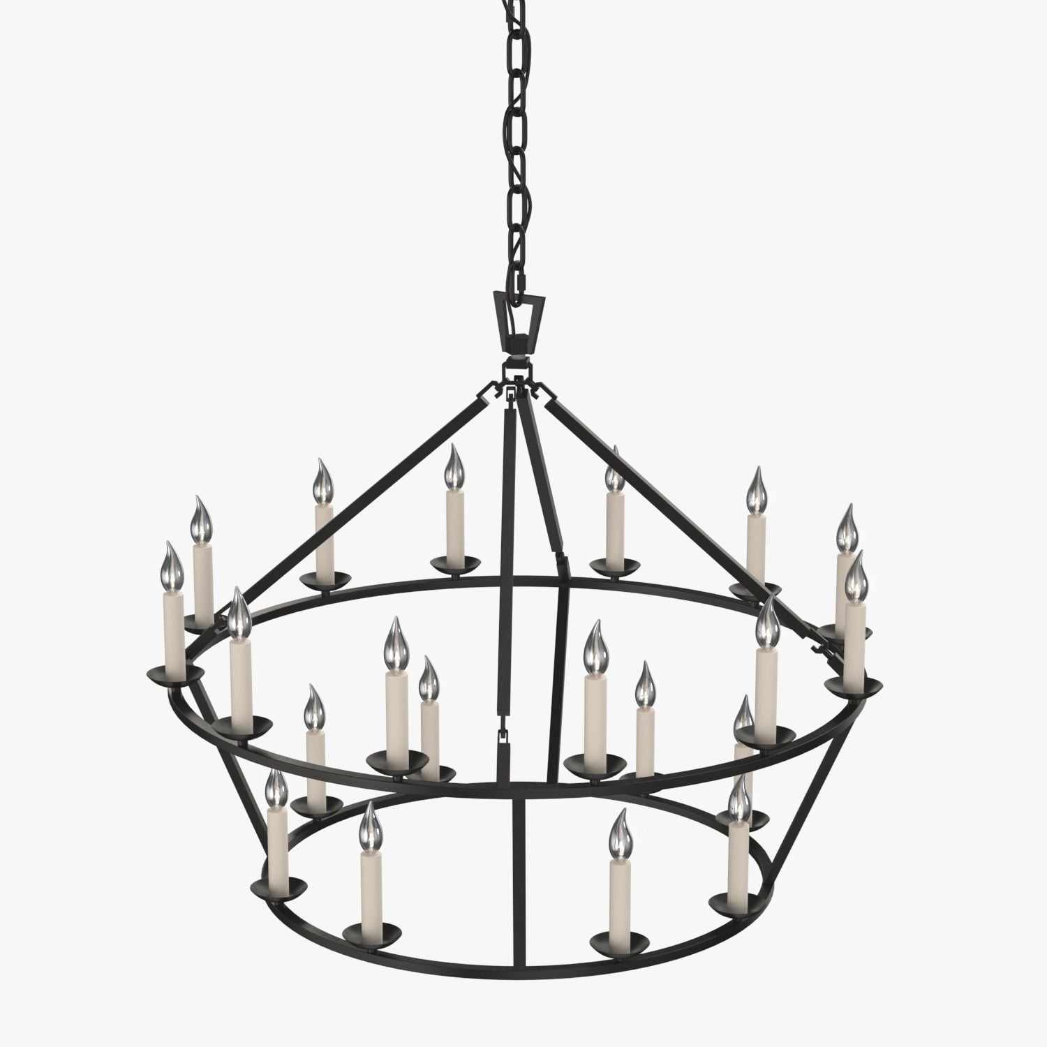 19th C English Openwork Two Tier Round Chandelier 40in 3D model_5