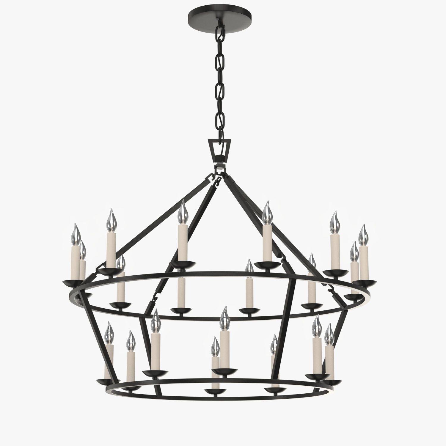19th C English Openwork Two Tier Round Chandelier 40in 3D model_1