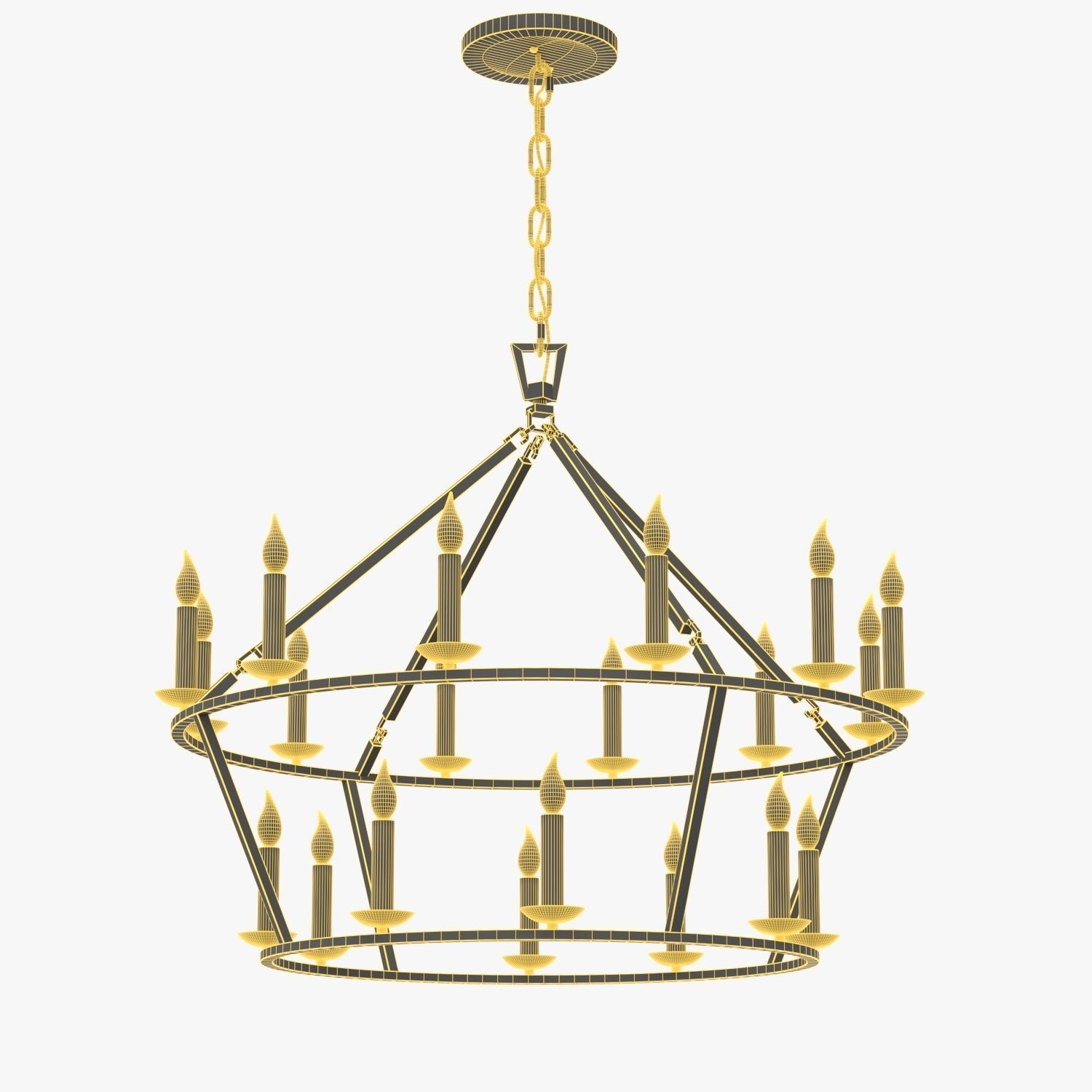 19th C English Openwork Two Tier Round Chandelier 40in 3D model_6