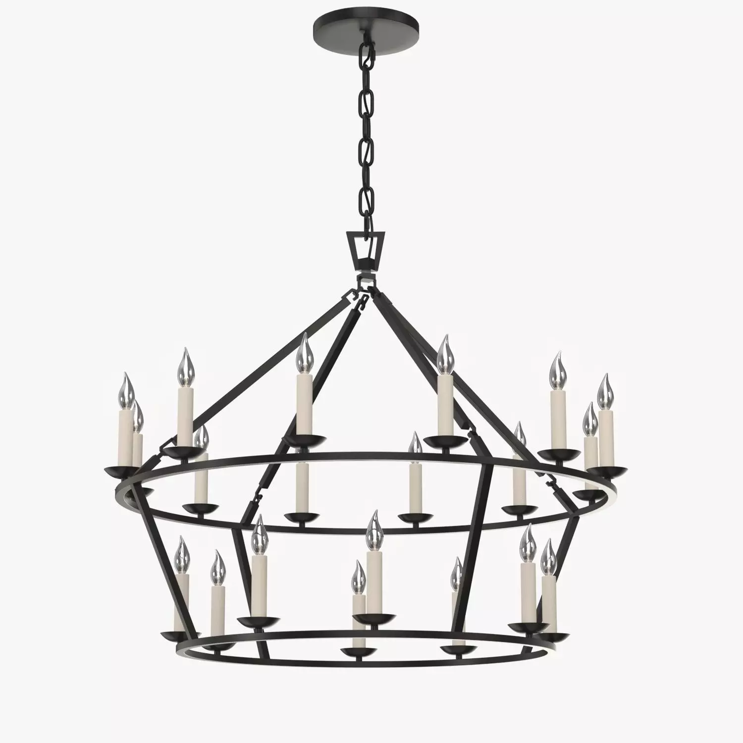 19th C English Openwork Two Tier Round Chandelier 40in 3D model_0