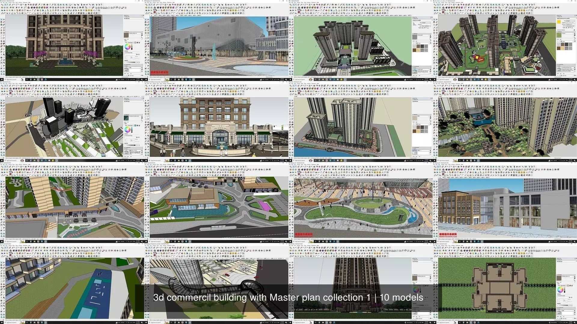 3d commercial building with Master plan collection 1 _0