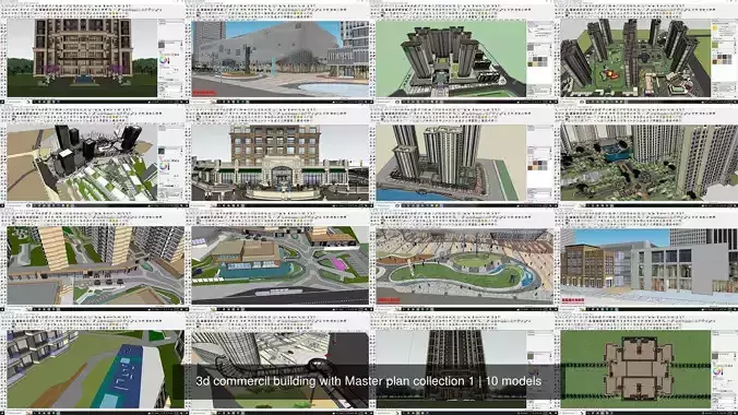 3d commercial building with Master plan collection 1 