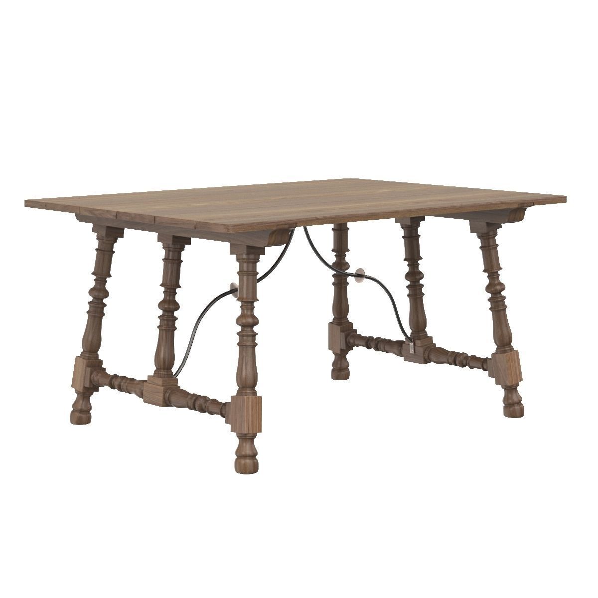 17th Or 18th Century Hardwood Trestle Tavern Table 3D model_1