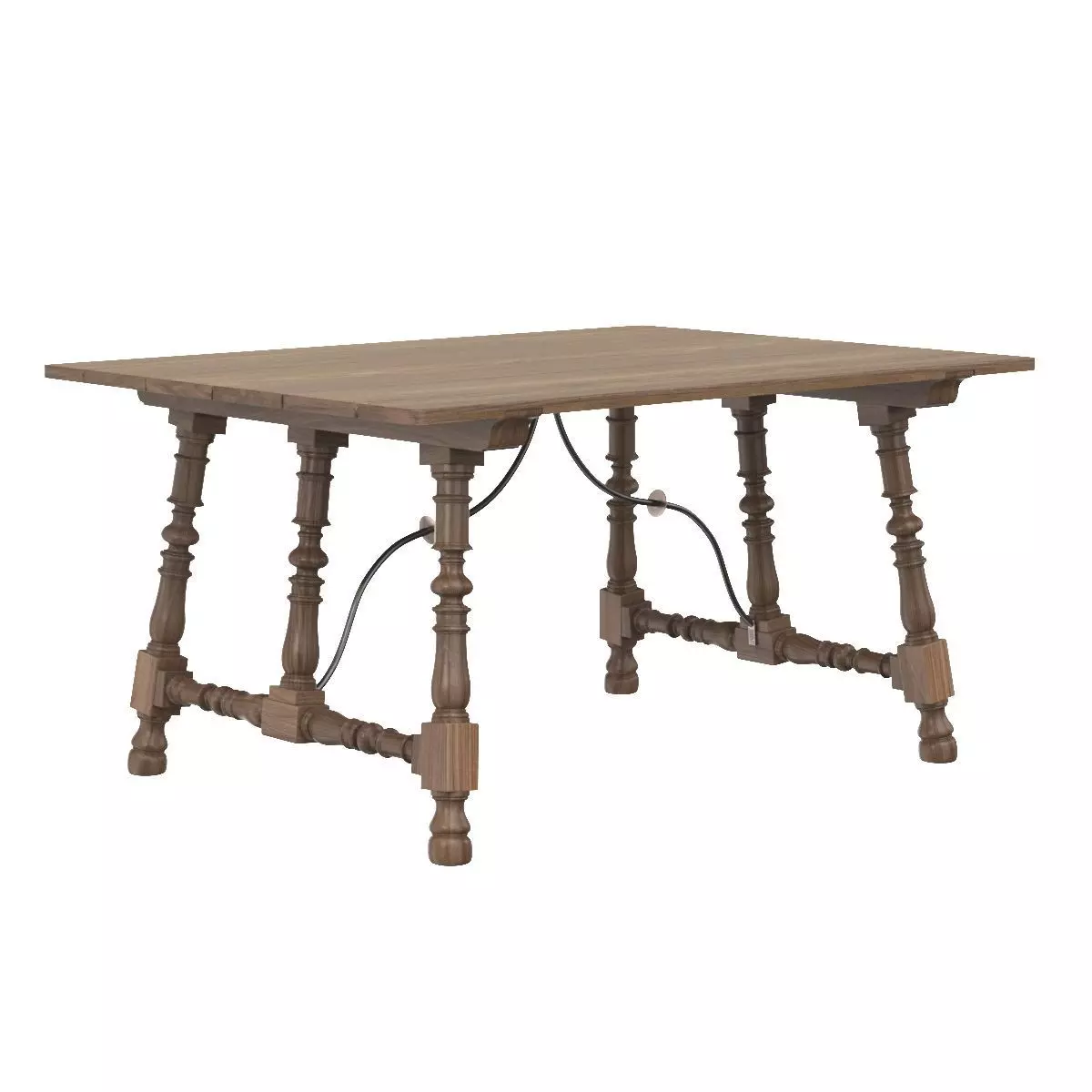 17th Or 18th Century Hardwood Trestle Tavern Table 3D model_0