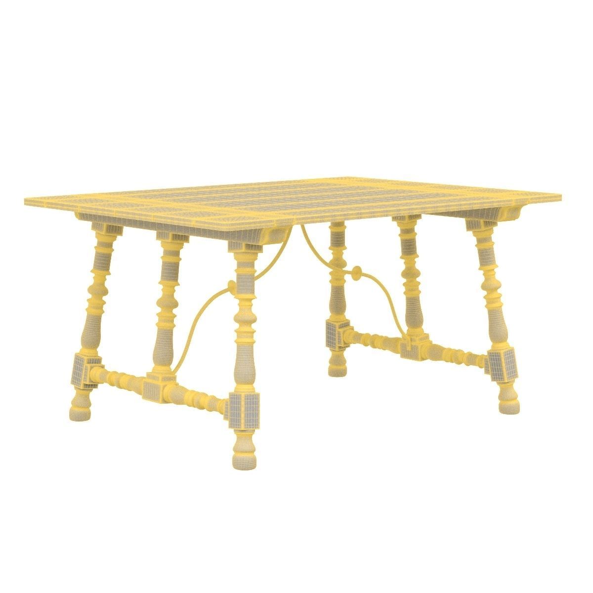 17th Or 18th Century Hardwood Trestle Tavern Table 3D model_6