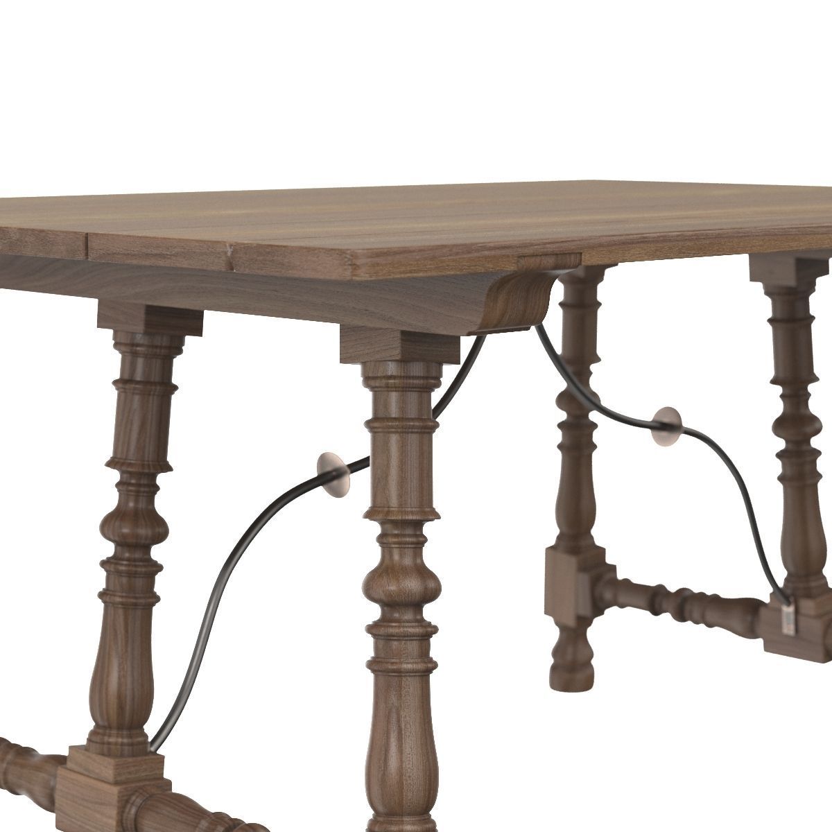 17th Or 18th Century Hardwood Trestle Tavern Table 3D model_4