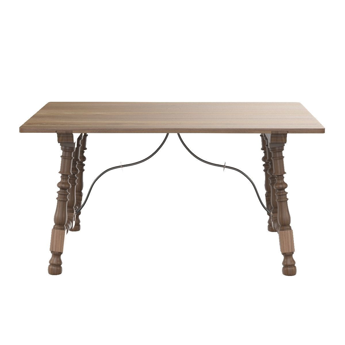 17th Or 18th Century Hardwood Trestle Tavern Table 3D model_5