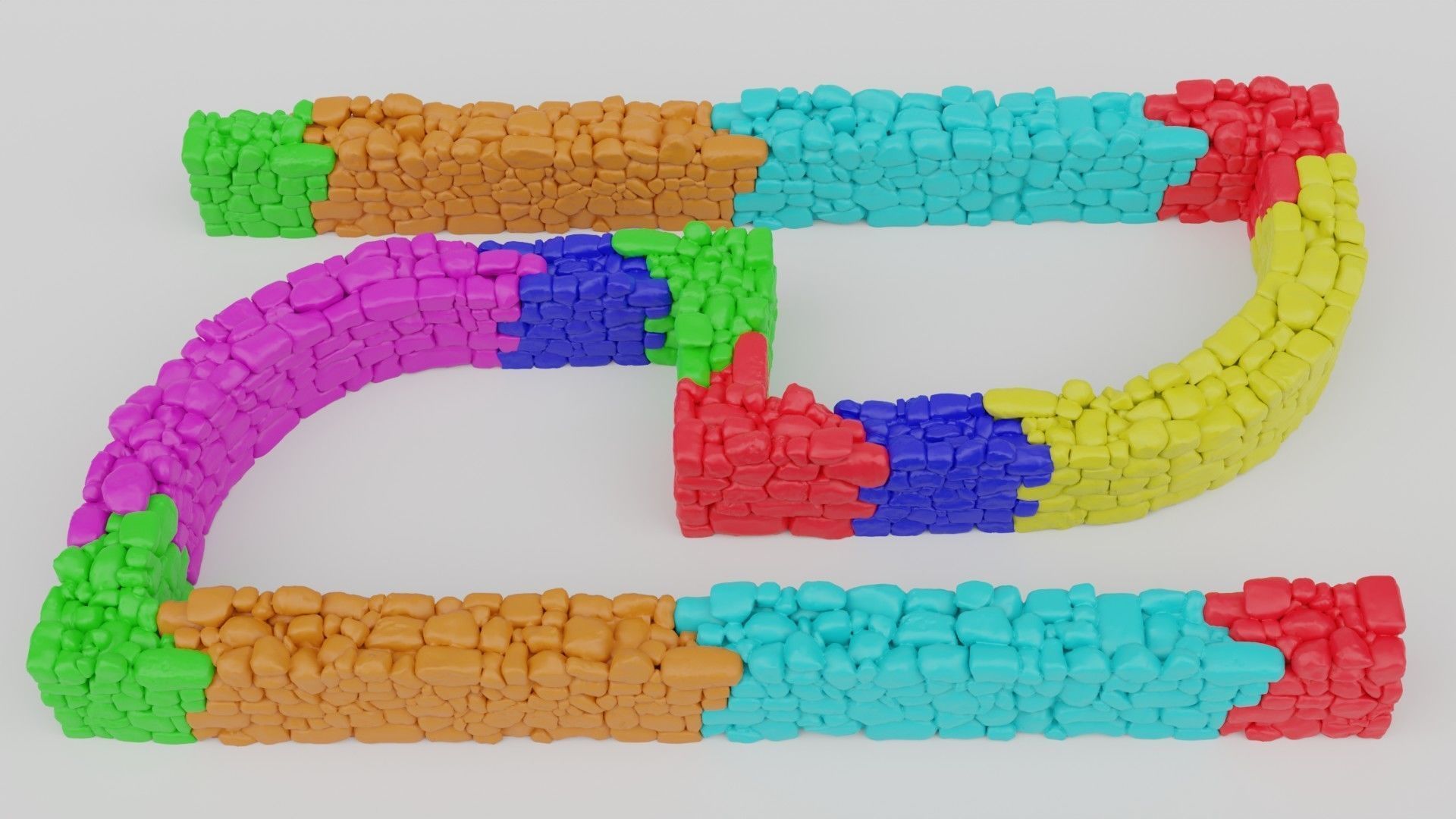 Country Style Walls Low-poly 3D model_1