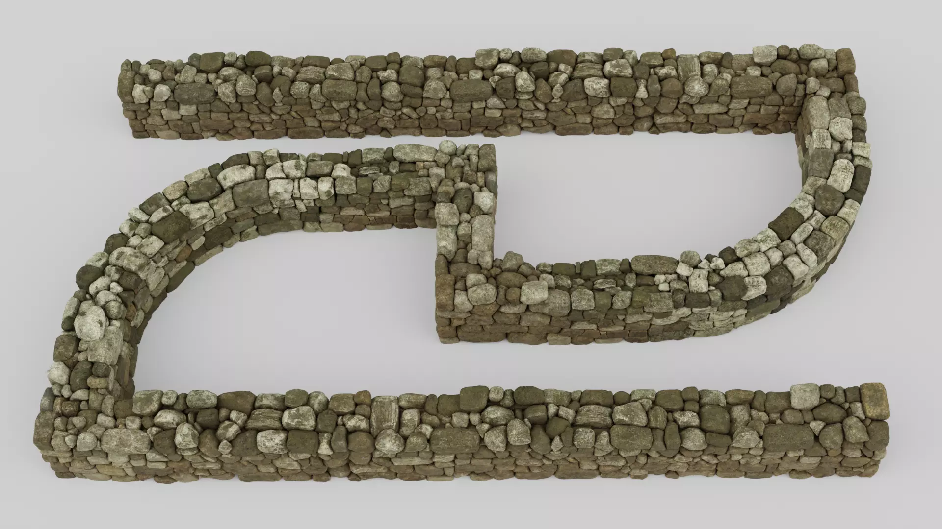 Country Style Walls Low-poly 3D model_0