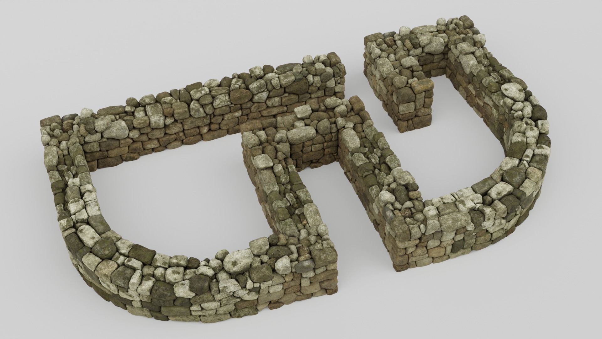 Country Style Walls Low-poly 3D model_7