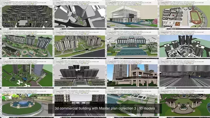 3d commercial building with Master plan collection 3 