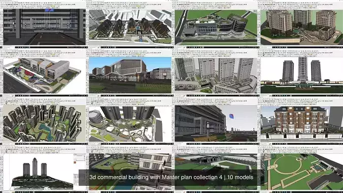 3d commercial building with Master plan collection 4 