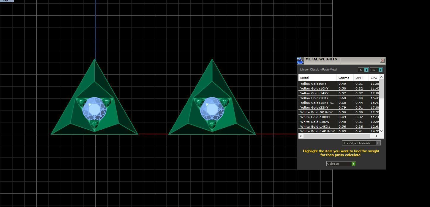  Gold earrings with single diamond - in the shape of a triangle Free 3D print model_6