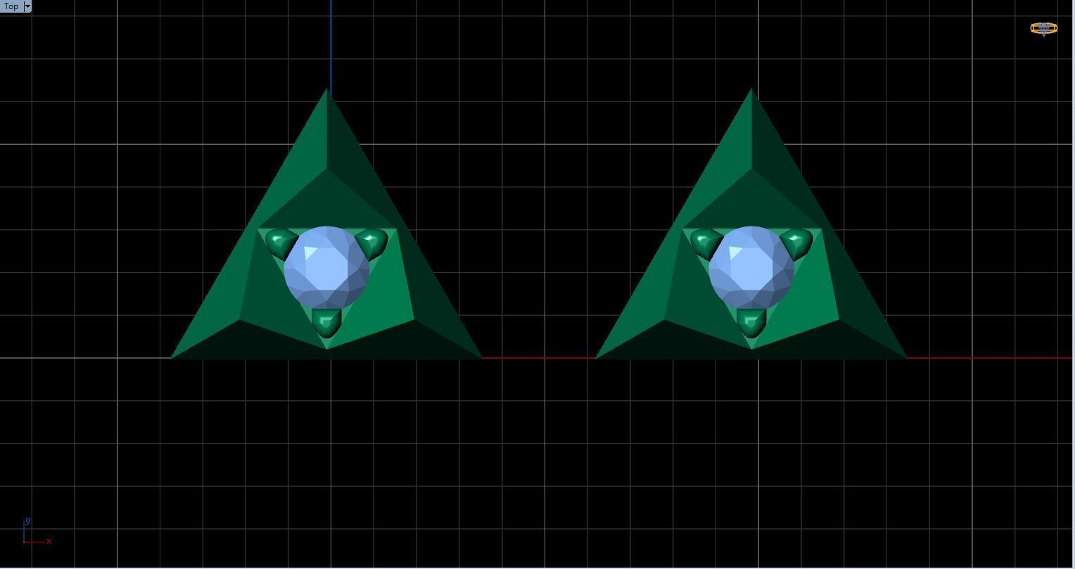  Gold earrings with single diamond - in the shape of a triangle Free 3D print model_21