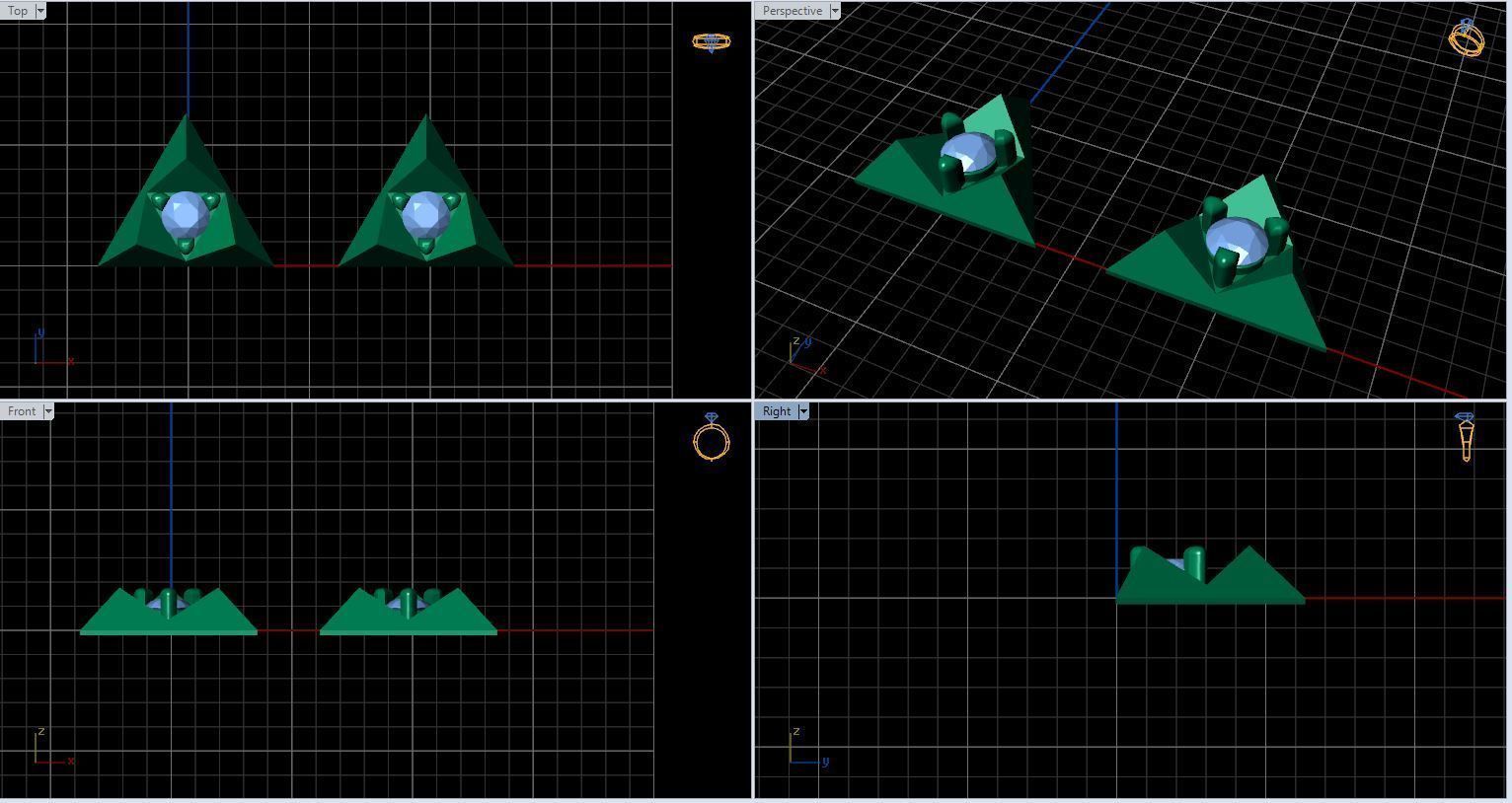  Gold earrings with single diamond - in the shape of a triangle Free 3D print model_20